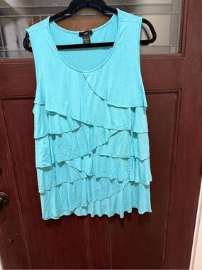 Liz Claiborne Turquoise Layered Ruffle Sleeveless Tank